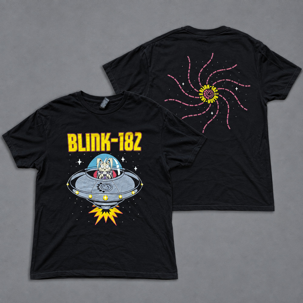 Blink-182 Tour 2023/24 UFO Rabbit Graphic Band T-Shirt Black Mens Large